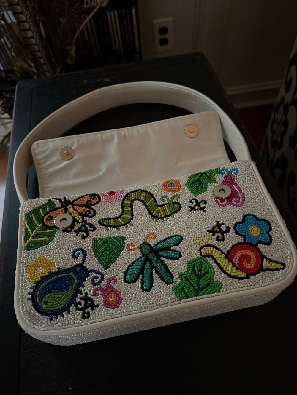 STAUD Tommy Bug Out Glass Beaded Shoulder Bag Purse - Picture 10 of 12